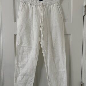 J. Crew White Linen Drawstring Pants